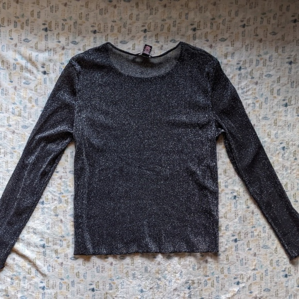 Shimmering Black Long Sleeve Top